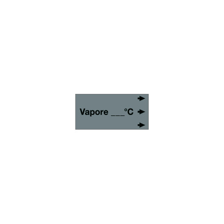 Etichetta fondo grigio "VAPORE. . C" destra