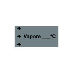 Etichetta fondo grigio "VAPORE. . C" sinistra