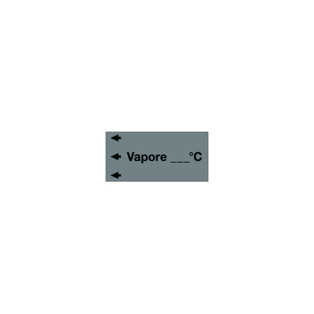 Etichetta fondo grigio "VAPORE. . C" sinistra