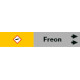 Foglio da 5 etichette fondo grigio"FREON " freccia destra