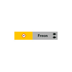 Foglio da 5 etichette fondo grigio"FREON " freccia destra