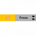 Foglio da 5 etichette fondo grigio"FREON " freccia destra
