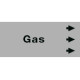 Foglio da 5 etichette fondo grigio" GAS " freccia destra