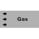 Foglio da 5 etichette fondo grigio" GAS " freccia sinistra