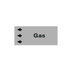 Foglio da 5 etichette fondo grigio" GAS " freccia sinistra
