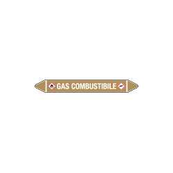 Foglio da 5 etichette autoadesive con frecce+simboli GAS COMBUSTIBILE