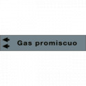 Foglio da 5 etichette fondo grigio "GAS PROMISCUO"freccia sinistra