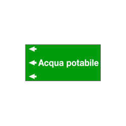 Etichetta fondo verde "ACQUA POTABILE " sinistra