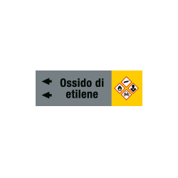 Foglio da 5 etichette fondo grigio" OSSIDO ETILENE "sinistra