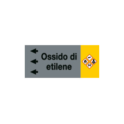 Foglio da 5 etichette fondo grigio"OSSIDO DI ETILENE" sinistra