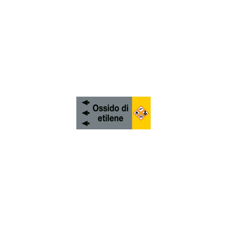 Foglio da 5 etichette fondo grigio"OSSIDO DI ETILENE" sinistra