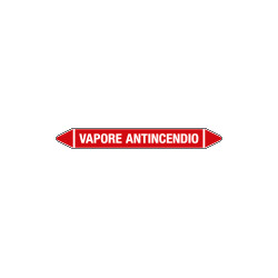 Foglio da 5 etichette autoadesive con frecce+simb VAPORE ANTINCENDIO