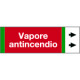 Foglio da 5 etichette fondo rosso "VAPORE ANTINCENDIO" destra