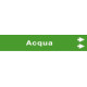 Foglio da 5 etichette fondo verde "ACQUA" freccia dx