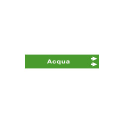 Foglio da 5 etichette fondo verde "ACQUA" freccia dx