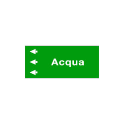 Foglio da 5 etichette fondo verde "ACQUA " freccia sinistra