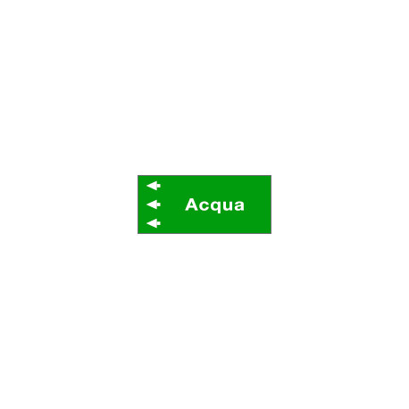 Foglio da 5 etichette fondo verde "ACQUA " freccia sinistra