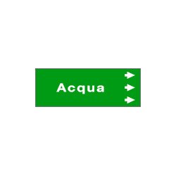 Foglio da 5 etichette fondo verde "ACQUA " freccia destra