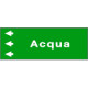 Foglio da 5 etichette fondo verde "ACQUA " freccia sinistra