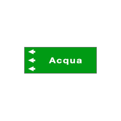 Foglio da 5 etichette fondo verde "ACQUA " freccia sinistra
