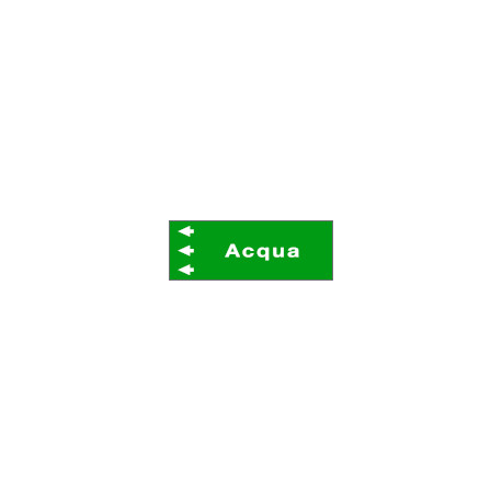 Foglio da 5 etichette fondo verde "ACQUA " freccia sinistra
