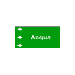 Foglio etichetta fondo verde "ACQUA " freccia sinistra