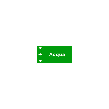 Foglio etichetta fondo verde "ACQUA " freccia sinistra