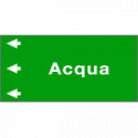 Foglio etichetta fondo verde "ACQUA " freccia sinistra