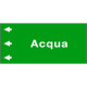 Foglio etichetta fondo verde "ACQUA " freccia sinistra