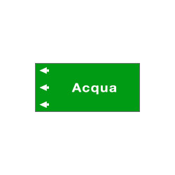 Foglio etichetta fondo verde "ACQUA " freccia sinistra