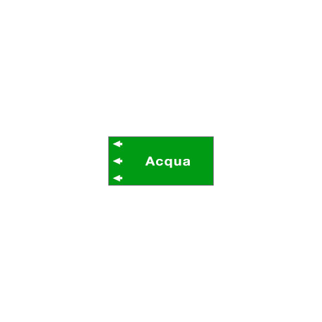 Foglio etichetta fondo verde "ACQUA " freccia sinistra