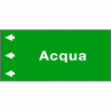 Foglio etichetta fondo verde "ACQUA " freccia sinistra