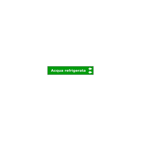 Foglio da 5 etichette fondo verde "ACQUA REFRIGERATA freccia destra