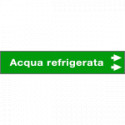 Foglio da 5 etichette fondo verde "ACQUA REFRIGERATA freccia destra
