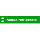 Foglio da 5 etichette fondo verde "ACQUA REFRIGERATA freccia sinistra