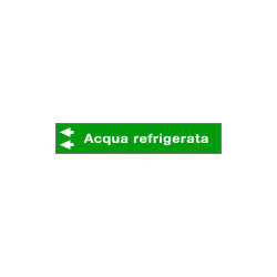 Foglio da 5 etichette fondo verde "ACQUA REFRIGERATA freccia sinistra
