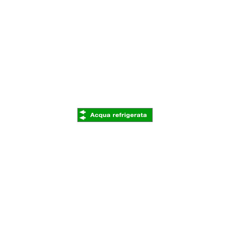 Foglio da 5 etichette fondo verde "ACQUA REFRIGERATA freccia sinistra