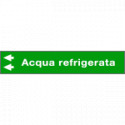 Foglio da 5 etichette fondo verde "ACQUA REFRIGERATA freccia sinistra
