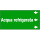 Etichetta fondo verde "ACQUA REFRIGERATA" destra