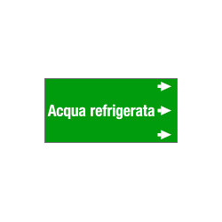 Etichetta fondo verde "ACQUA REFRIGERATA" destra