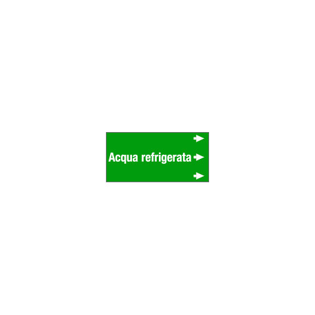 Etichetta fondo verde "ACQUA REFRIGERATA" destra