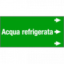 Etichetta fondo verde "ACQUA REFRIGERATA" destra
