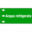 Etichetta fondo verde "ACQUA REFRIGERATA" sinistra