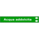 Foglio da 5 etichette fondo verde "ACQUA ADDOLCITA" freccia destra