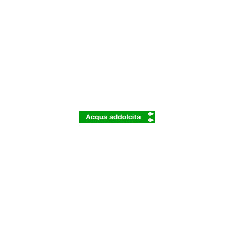 Foglio da 5 etichette fondo verde "ACQUA ADDOLCITA" freccia destra