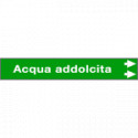 Foglio da 5 etichette fondo verde "ACQUA ADDOLCITA" freccia destra