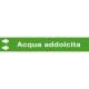 Foglio da 5 etichette fondo verde "ACQUA ADDOLCITA" freccia sinistra