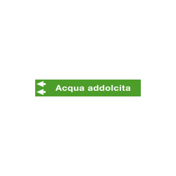 Foglio da 5 etichette fondo verde "ACQUA ADDOLCITA" freccia sinistra