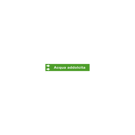 Foglio da 5 etichette fondo verde "ACQUA ADDOLCITA" freccia sinistra
