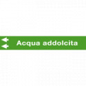 Foglio da 5 etichette fondo verde "ACQUA ADDOLCITA" freccia sinistra